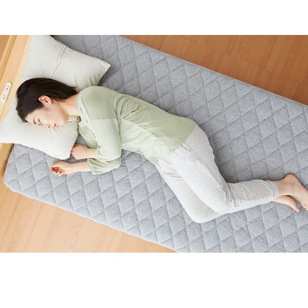 ベッドパッド ボックスシーツ 敷きパッド パッド一体型 綿100% オーガニックコットン シングル S 洗える カバー グレー