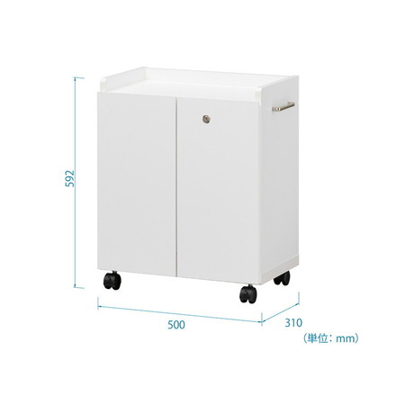 白井産業 オフィスコ 扉付き 収納ワゴン 木製 キャスター付き ホワイト 白 収納 取っ手付き 幅50 奥行き31