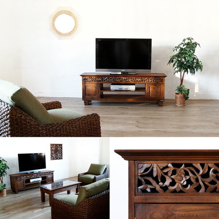 アジアン家具 ローボード チーク無垢材 テレビボード 幅150cm @CBi(アクビィ) ACW850KA 家具