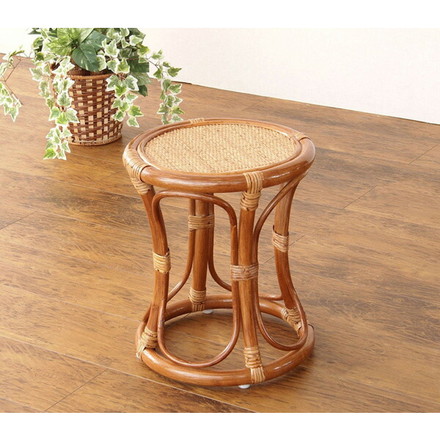 ラタン スツール HR(ブラウン) 籐家具 インテリア イス 椅子 チェア 籐 脱衣所 洗面所 玄関 キッチン 台所 アジアン