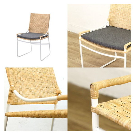 ダイニングチェア 椅子 いす カフェ パーソナルチェア 籐椅子 ラタン アルミ クッション ナチュラル 北欧
