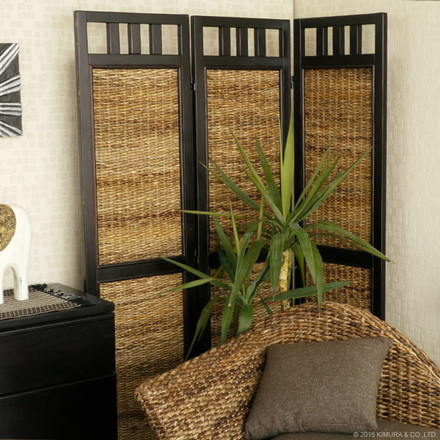 バナナリーフ スクリーン 3連 パーテーション 間仕切り 目隠し 仕切り 衝立 ついたて 寝室 アバカ