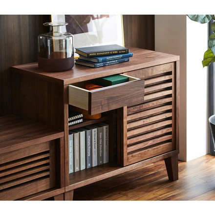 チェスト 国産 幅80cm 格子 ウォールナット 引き出し 可動棚 収納 高脚15cm サイドボード 日本 和風