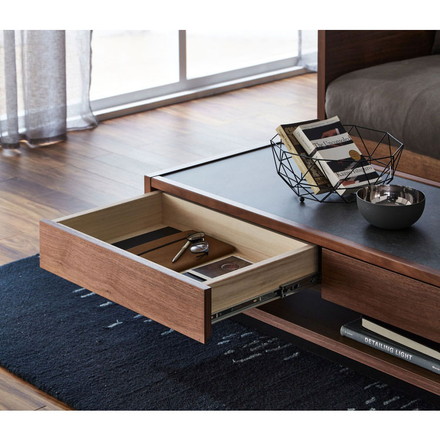 センターテーブル 国産 幅120cm メラミン素材 防汚 耐熱 傷に強い お手入れ簡単 引き出し 収納 オープン収納