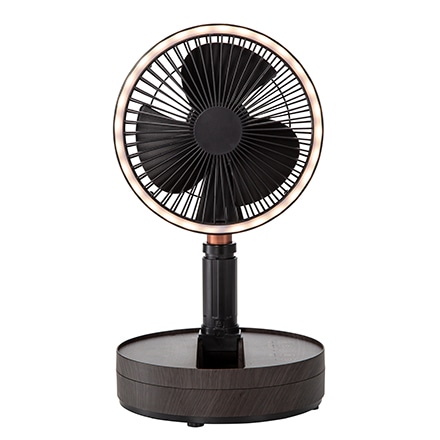 スリーアップ 充電式 扇風機 折りたたみ LEDライト 伸縮自在 USB充電 LF-T2204 ブラウンウッド