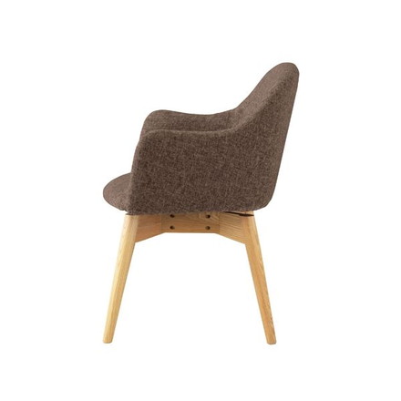 ダイニングチェア パーソナルチェア 幅50cm ブラウン 回転式 木製 肘付き 組立品 リビング 在宅ワーク 店舗