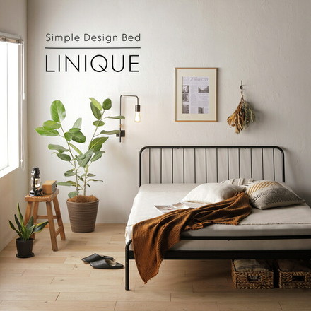 パイプベッド クイーン ボンネルコイルマットレス付き ブラック ヘッドボード付 スチール