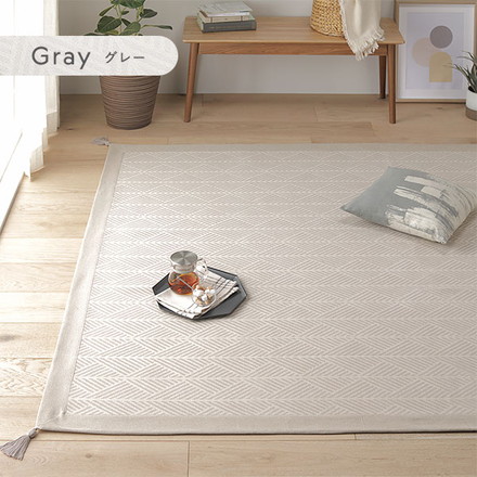 ラグ マット 約185×185cm ブルー 洗える 綿100％ 滑り止め付き ホットカーペット対応 軽量 絨毯 インテリア家具