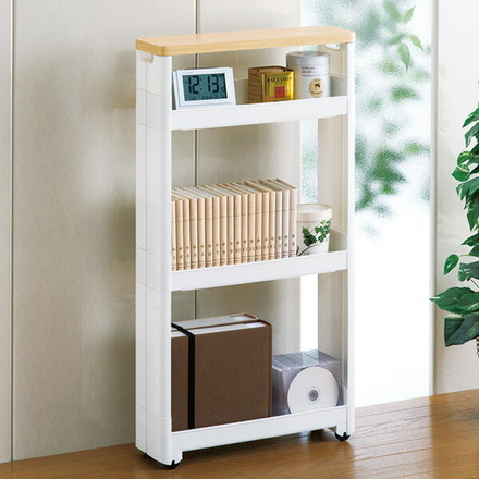 不動技研 キッチン収納 スマートワゴン Fit 幅12.5cm 奥行キ45cm 4段 ホワイト F2540