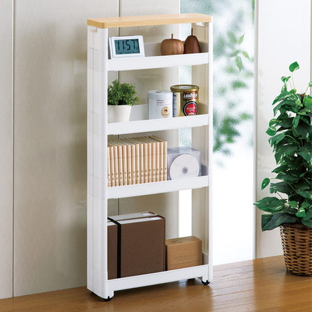 不動技研 キッチン収納 スマートワゴン Fit 幅12.5cm 奥行キ45cm 5段 ホワイト F2541