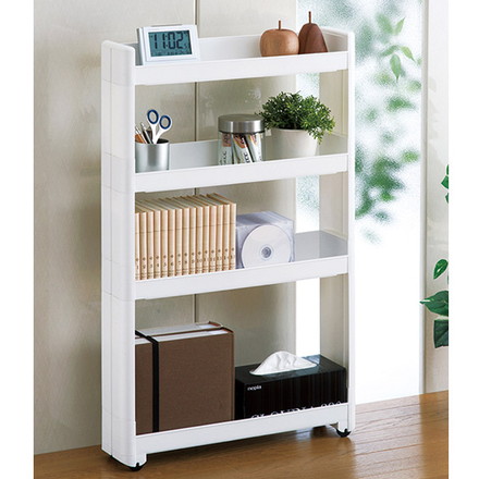 不動技研 キッチン収納 スマートワゴン Fit 幅12.5cm 奥行キ55cm 4段 ホワイト F2547