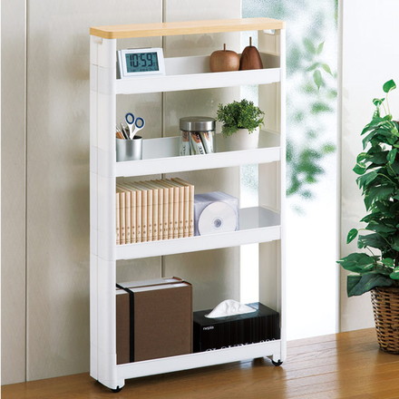 不動技研 キッチン収納 スマートワゴン Fit 幅12.5cm 奥行キ55 5段 ホワイト F2543