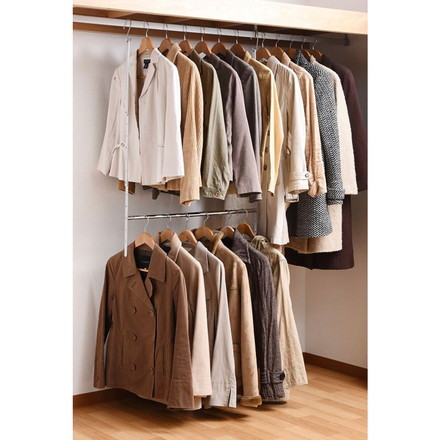 ハンガー 衣類収納アップハンガー 幅41~70×奥行6×高さ101.5cm 収納アップブランコハンガー伸縮式 2段