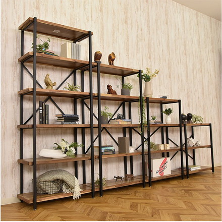 オープンラック 幅78cm 3段 シェルフ FJ-W78-3段 木目調 ヴィンテージ調 収納 収納家具