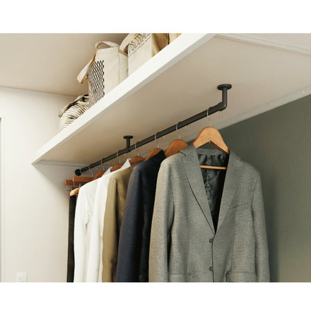 ハンギングバーH-3 天井付Lタイプセット 90×6cm TOSO 日本製 ハンガーパイプ トーソー 収納 ブラック