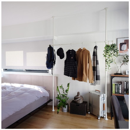 つっぱりハンガー 1段タイプ 幅70~120cm ハンガーラック 突っ張り棒 物干し竿 脱衣所 ランドリー ブラック