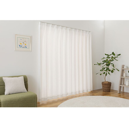 レースカーテン UVカット 紫外線 昼見えにくい 2枚組 幅100 丈133 176 198 ラメ糸 遮熱 保温 幅100×長さ133cm2枚組