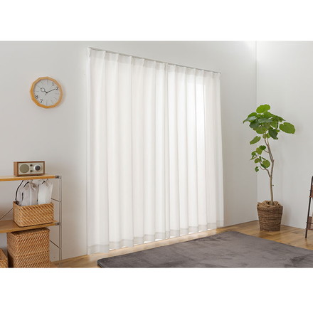 レースカーテン 2枚組 ネコ専用消臭 日本製 幅100 丈133 176 198 UVカット 紫外線 遮熱 保温 幅100×長さ133cm2枚組