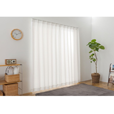 花粉キャッチ レースカーテン 2枚組 UVカット 幅100 丈133 176 198 紫外線 花粉対策 アレルゲン 幅100×長さ133cm2枚組