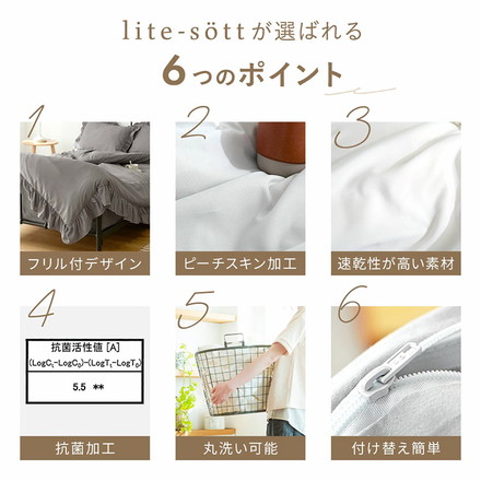 フリル 掛け布団カバー くすみカラー クイーン 掛けカバー 韓国 ピーチスキン しっとり やわらか オールシーズン ダークグレー(F15831-0001)