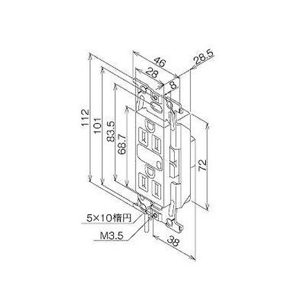 明工社 ML医用接地埋込ダブルコンセント C形 Sタイプ 15A 125V 赤 (ML1282T4R)