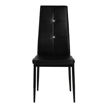 vidaXL ダイニングチェア 2点セット 合成皮革 ブラック 家具 チェア キッチン ダイニングルームチェア