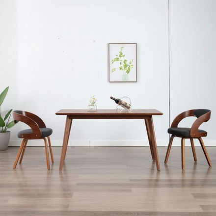 vidaXL ダイニングチェア 2点セット ダークグレー 曲木細工&布張り家具 チェア キッチン・ダイニングルームチェア