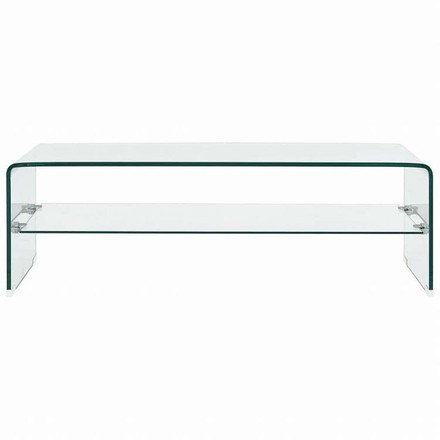 vidaXL コーヒーテーブル 透明 98x45x31cm 強化ガラス製家具 テーブル