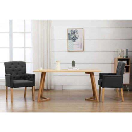 vidaXL ダイニングチェア アームレスト付き グレー ファブリック家具チェアキッチン・ダイニングルームチェア