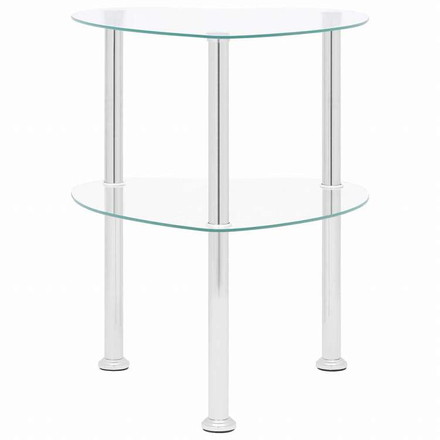 vidaXL 2段 サイドテーブル 透明 38x38x50cm 強化ガラス製家具 テーブル アクセントテーブル