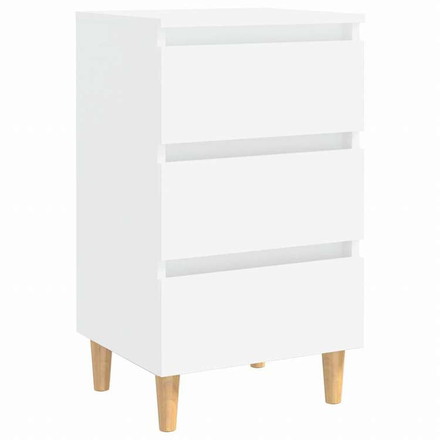 vidaXL ベッドキャビネット 無垢材脚付き ホワイト 40x35x69 cm家具 テーブル