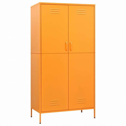 vidaXL 洋服ダンス マスタードイエロー 90x50x180 cm スチール家具 キャビネット&収納