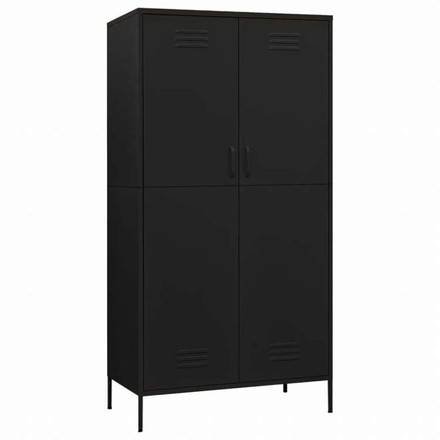 vidaXL 洋服ダンス ブラック 90x50x180 cm スチール家具 キャビネット&収納