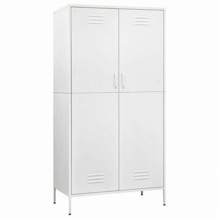 vidaXL 洋服ダンス ホワイト 90x50x180 cm スチール家具 キャビネット&収納