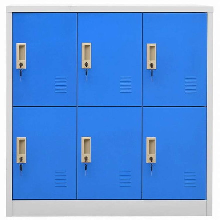 vidaXL ロッカーキャビネット ライトグレー&ブルー 90x45x92.5cm スチール家具 キャビネット&収納
