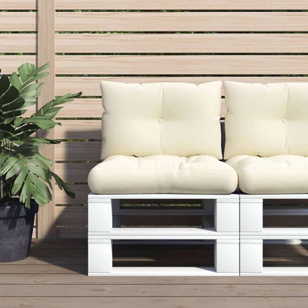 vidaXL パレットソファクッション 2点 クリーム ファブリックホーム&ガーデン デコレーション