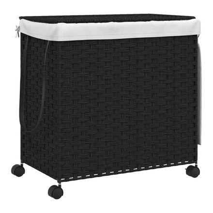 vidaXL ランドリーバスケット キャスター付き ブラック 60x35x60.5cm