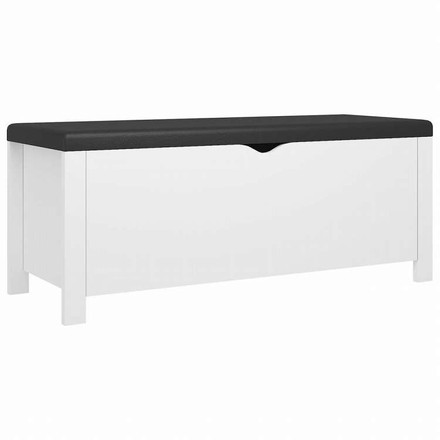 vidaXL 収納ボックス クッション付き ホワイト 105x40x45cm(米国限定)家具 キャビネット&収納