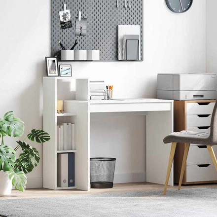 vidaXL デスク 棚で ストレージ付き ホワイト 100 x 40 x 90 cm エンジニアリングウッド 家具