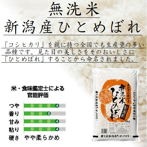 無洗米 新潟県産 ひとめぼれ 5kg 令和7年産