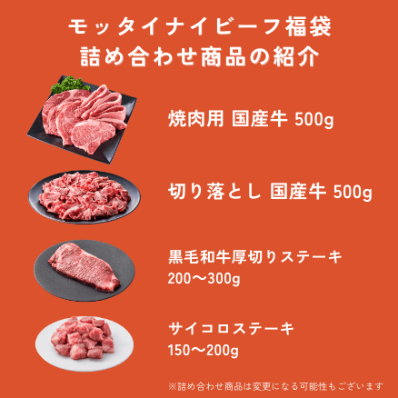 福袋 訳あり 和牛・国産牛 焼肉・切り落とし・ステーキ詰め合わせ モッタイナイビーフ 合計約1.5kg（STOREE SAISON限定）