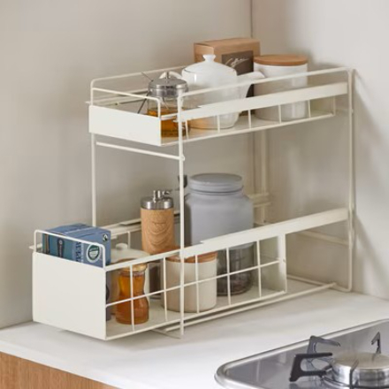 アイリスオーヤマ シンク下引き出しラックスリム SSR-200 ブラック