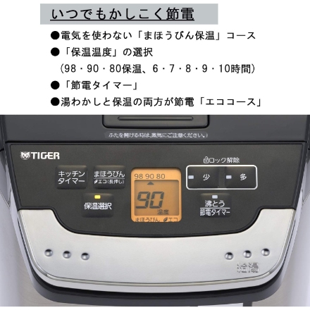 TIGER 電動ポット 蒸気レスVE電気まほうびん とく子さん PIG-J300