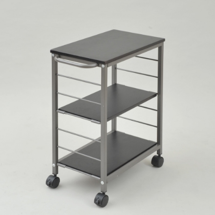 YAMAZEN 棚が動かせるキッチンワゴン ブラウン/ブラック