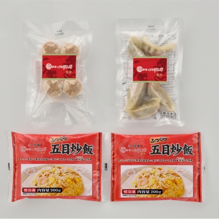 東京 「赤坂四川飯店」 監修 中華料理セット　餃子120g(6個入)×1、貝柱入焼売120g(4個入)×1、ふっくら五目炒飯(200g×2)×1