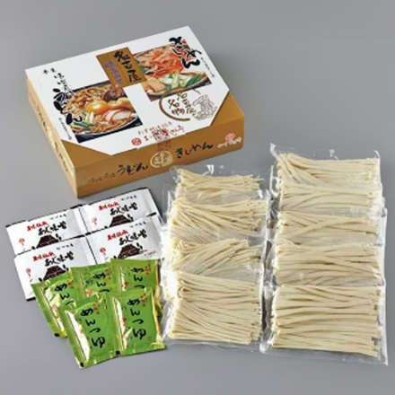 愛知 「なごやきしめん亭」 名古屋味あわせ（半生きしめん 100g×5、半生うどん 100g×4、めんつゆ 25g×5、あじみそ 45g×4）
