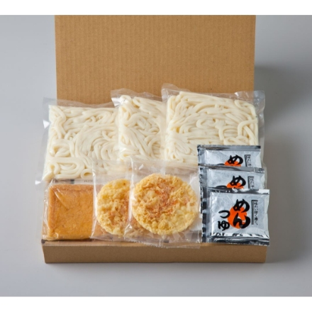 讃岐ゆでうどんきつね・天ぷら３食セット