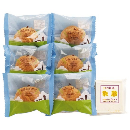乳蔵北海道シュークリームレアチーズケーキ 北海道シュークリーム（ミルク）×6個、レアチーズケーキ（オレンジピール入り）100g