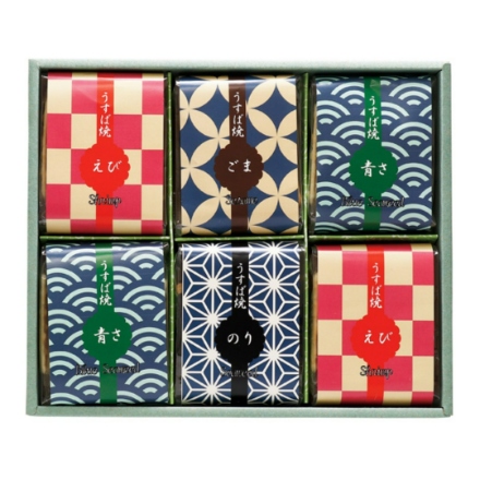 うすば焼せんべい（海老・あおさ海苔 各20枚・各9枚・黒胡麻・海苔巻 各9枚）