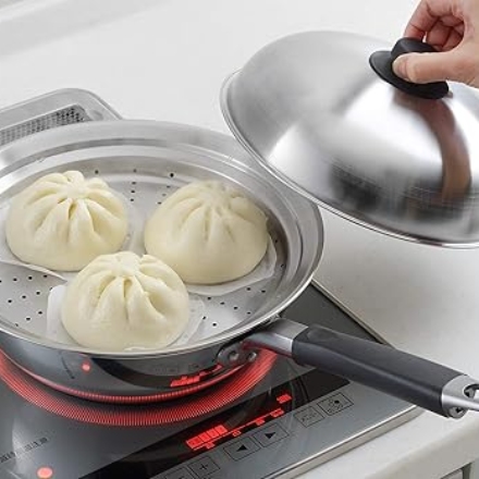 美味彩菜 蒸し器 フライパンにのせて使う蒸しプレート フタ付 24-26cm SJ2632